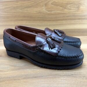 Allen Edmonds Mens 9.5 D Nashua Black Brown Kiltie Tassel Dress Loafer